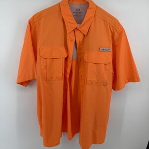Realtree Fishing Mens Orange Short Sleeve Vented Performance Shirt TS10201 L
